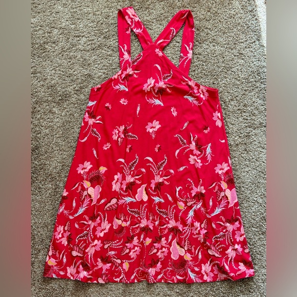 LOFT Dresses & Skirts - LOFT Red Floral Print Halter Sundress Size XL